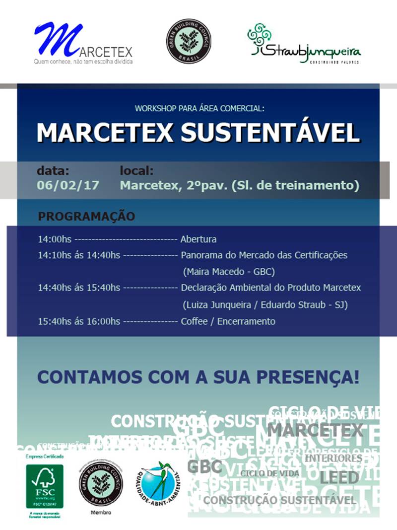 Workshop Marcetex Sustentável – Declaração Sustentável do Produto e Adequação aos Critérios do LEED v.4