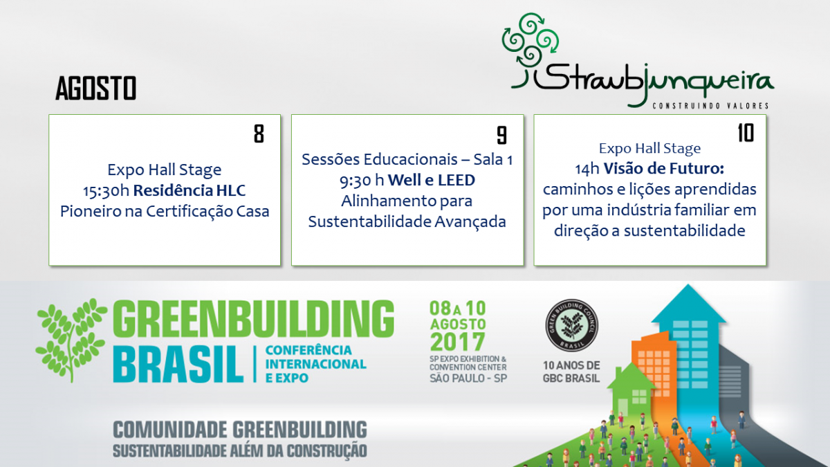 Em agosto, a SJ estará na GBC Brasil – Conferência Internacional e Expo 2017